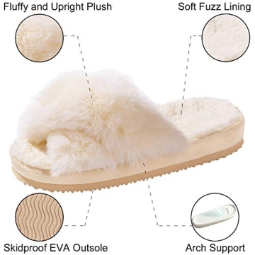 Comwarm Women's Cozy Criss Cross Slippers - White