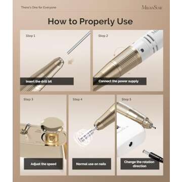 MelodySusie Nail Drill Machine, Electric Nail File Professional for Acrylic Nail, Rechargeable Cordless Portable E File 6 Nail Drill Bit Set, SR3 Jade