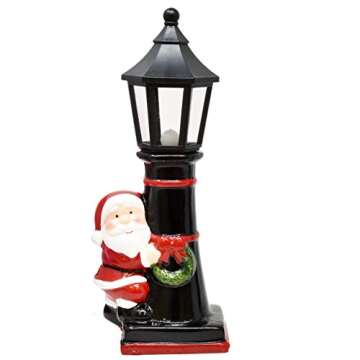 Led Light Up Christmas Lanterns 9” Table Top Centerpiece Decorations Set of 2 Black Street Light P...