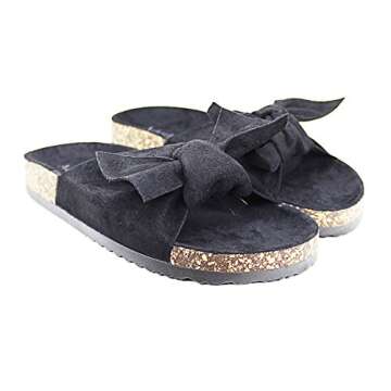 Adorllya Women's Slides Sandals Bowknot Beach Casual Comfort Slippers Black