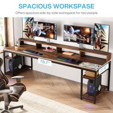 Tribesigns Two Person Desk with Monitor Stand for Home Office