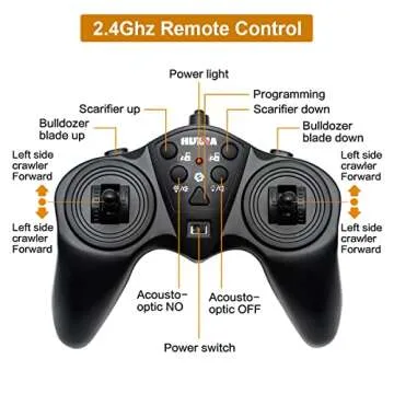 fisca Remote Control Bulldozer RC 1/16 Full Functional Construction Vehicle, 2.4Ghz 11 Channel Dozer Front Loader Toy with Light and Sound for Kids Age 6, 7, 8, 9, 10 and Up Years Old