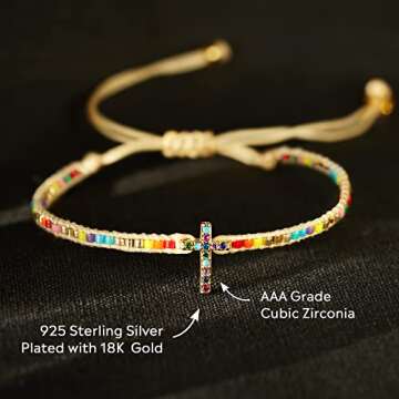 STORYJEWELLERY Cross Bracelets for Women, Christian Gifts for Women, Religious Gifts for Women, Catholic Gifts Women, Jesus Gifts for Women, Religious Bracelets, S925 Plated with 18K Rose Gold