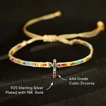 STORYJEWELLERY Cross Bracelets for Women, Christian Gifts for Women, Religious Gifts for Women, Catholic Gifts Women, Jesus Gifts for Women, Religious Bracelets, S925 Plated with 18K Rose Gold