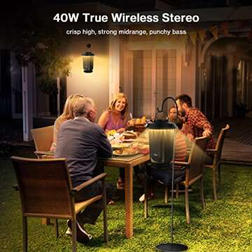 Olafus Outdoor Bluetooth Speakers 2 Packs, 40W True Wireless Stereo Patio Speaker Dual Pairing Lante...