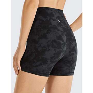CRZ YOGA Women's Naked Feeling Biker Shorts - 4 Inches High Waist Yoga Workout Running Gym Spandex Tie Dye Smoke Ink Small