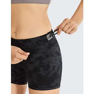 CRZ YOGA Women's Naked Feeling Biker Shorts - 4 Inches High Waist Yoga Workout Running Gym Spandex Tie Dye Smoke Ink Small