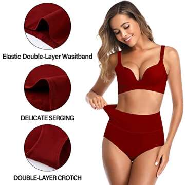 K-CHEONY Cotton Underwear For Women Plus Size High Waisted Cotton Ladies No Show Underwear Packs