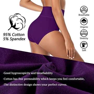 K-CHEONY High Waisted Cotton Underwear for Women