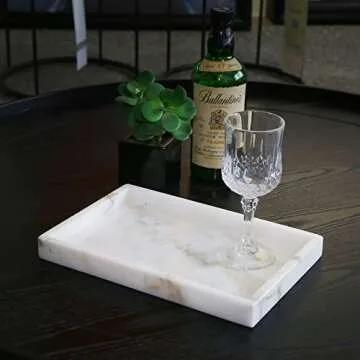 HERFECEAL Elegant Natural Marble Tray for Home Decor
