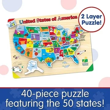 Educational USA Map Puzzle for Kids - Lift & Learn Geography Toy