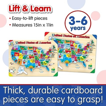Educational USA Map Puzzle for Kids - Lift & Learn Geography Toy