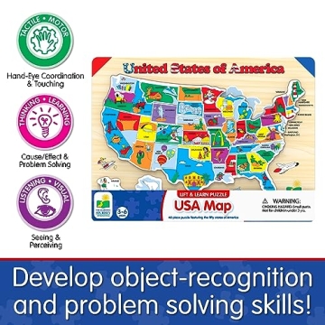 Educational USA Map Puzzle for Kids - Lift & Learn Geography Toy
