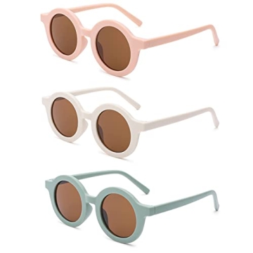 COASION Cute Round Kids Sunglasses UV Protection Flexible Rubber Glasses Shades for Toddler Girls Bo...