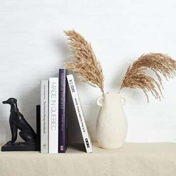 BlossoME Ceramic White Vase Neutral Tone Greek Pottery for Home Shelf and Side Table Decor Rustic and Vintage Gift 8”