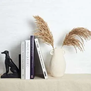 BlossoME Ceramic White Vase Neutral Tone Greek Pottery for Home Shelf and Side Table Decor Rustic and Vintage Gift 8”