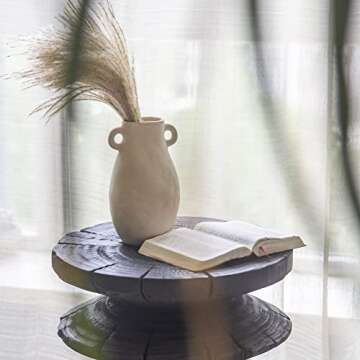 BlossoME Ceramic White Vase Neutral Tone Greek Pottery for Home Shelf and Side Table Decor Rustic and Vintage Gift 8”