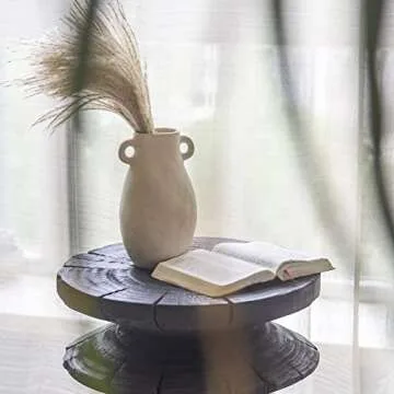 BlossoME Ceramic White Vase Neutral Tone Greek Pottery for Home Shelf and Side Table Decor Rustic and Vintage Gift 8”