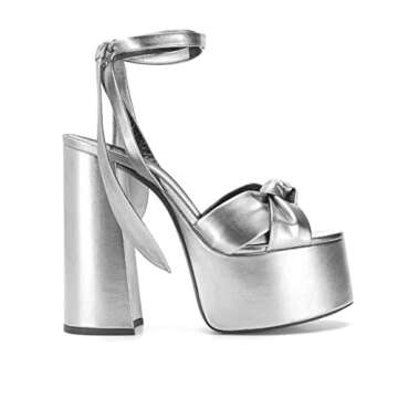 Goolita Metallic Lace Up Chunky Platform Heels for Women Open Toe Slingback Ankle Strap Sandals Shoe...