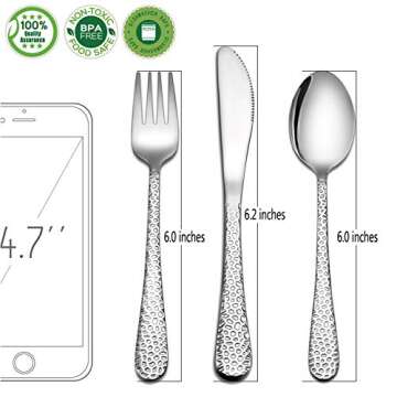 HaWare 9-Piece Toddler Kids Silverware Flatware Set, Stainless Steel Hammered(Adult Look) Preschoole...