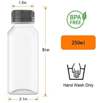 MFDSJ 10 Pcs 8 OZ Plastic Fillable Juice Bottles, Clear Bulk Beverage Containers, for milkshakes, Juice, Milk and Homemade Beverages