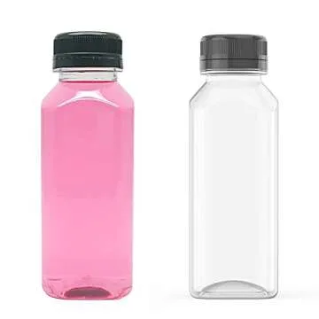 MFDSJ 10 Pcs 8 OZ Plastic Fillable Juice Bottles, Clear Bulk Beverage Containers, for milkshakes, Juice, Milk and Homemade Beverages