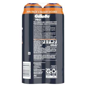 Gillette PRO Shaving Gel For Men Cools To Soothe Skin And Hydrates Facial Hair, TWIN PACK - Total 14...