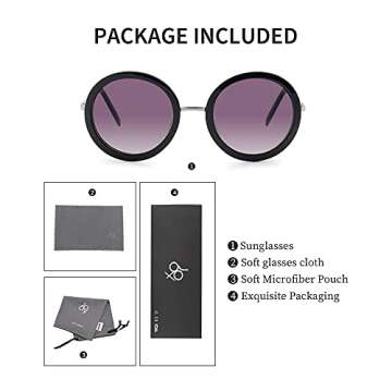 JOOX Polarized Retro Round Sunglasses for Women, Vintage Oversized Ladies Sun Glasses with 100% UV Protection Lens