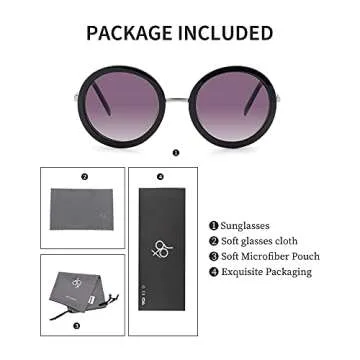 JOOX Polarized Retro Round Sunglasses for Women, Vintage Oversized Ladies Sun Glasses with 100% UV Protection Lens