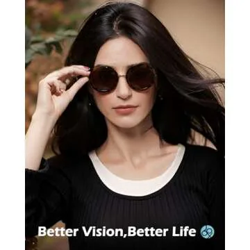 JOOX Polarized Retro Round Sunglasses for Women, Vintage Oversized Ladies Sun Glasses with 100% UV Protection Lens