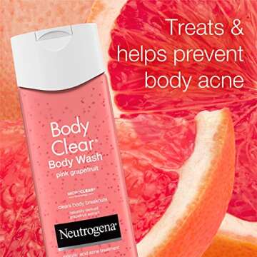 Neutrogena Body Clear Acne Treatment Body Wash with 2% Salicylic Acid Acne Medicine to Prevent Body Breakouts,Pink Grapefruit Shower Gel for Back,Chest & Shoulders,Vitamin C,8.5 fl. oz (Pack of 3)