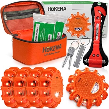 HOKENA 11 Piece LED Road Flares Emergency Kit