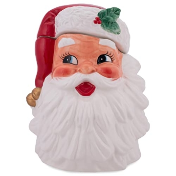 Transpac Santa Ceramic Christmas Cookie Jar - Nostalgic Festive Decor