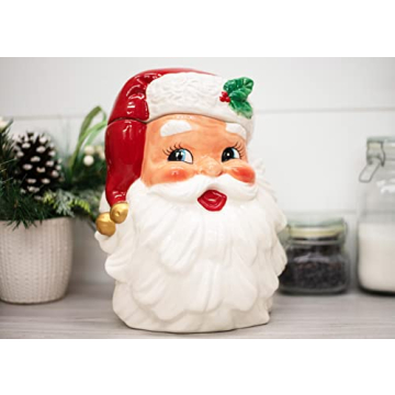 Vibrant Transpac Santa 11.75 Inch Cookie Jar for Holidays