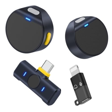 QUZAZBU Wireless Lavalier Microphone for iPhone/Android, Mini Microphone with Noise Cancellation, Ma...