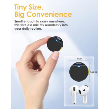 QUZAZBU Wireless Lavalier Microphone for iPhone/Android, Mini Microphone with Noise Cancellation, Magnetic Backclip, 2 Pack USB-C Mini Mic for Content Creators, Vlogging, Youtubers, Influencers