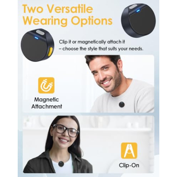 QUZAZBU Wireless Lavalier Microphone for iPhone/Android, Mini Microphone with Noise Cancellation, Magnetic Backclip, 2 Pack USB-C Mini Mic for Content Creators, Vlogging, Youtubers, Influencers