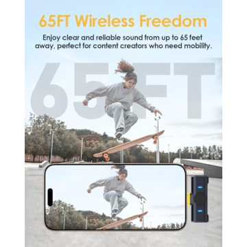 QUZAZBU Wireless Lavalier Microphone for iPhone/Android, Mini Microphone with Noise Cancellation, Magnetic Backclip, 2 Pack USB-C Mini Mic for Content Creators, Vlogging, Youtubers, Influencers