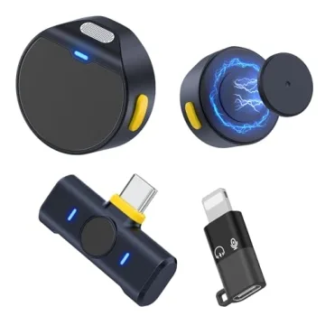 QUZAZBU Wireless Lavalier Microphone for iPhone/Android, Mini Microphone with Noise Cancellation, Magnetic Backclip, 2 Pack USB-C Mini Mic for Content Creators, Vlogging, Youtubers, Influencers