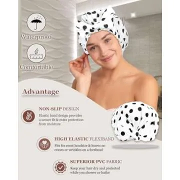 Luvruitaky Shower Cap Luxury Shower Caps for Women Reusable Waterproof Hair Cap for Shower with Adjustable Bowknot Hair Bath Cap (White)