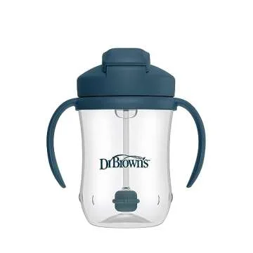 Dr. Brown's Milestones, Baby's First Straw Cup Sippy Cup with Straw, 6m+, 9oz/270ml, Dark Blue, BPA Free
