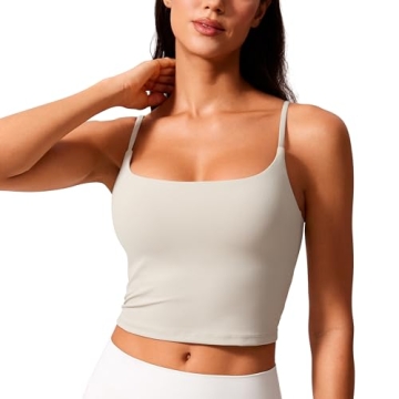 CRZ YOGA Butterlift Womens Scoop Neck Longline Sports Bra - U Back Adjustable Straps Workout Crop Ta...