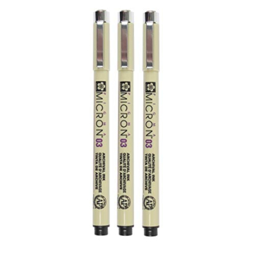Sakura Pigma Micron Fineliners 0.3mm Black Pack of 3 - Perfect for Art & Writing
