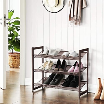 SONGMICS 3-Tier Adjustable Shoe Rack, Stackable Organizer