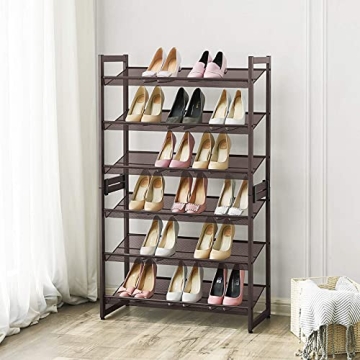 SONGMICS 3-Tier Adjustable Shoe Rack, Stackable Organizer