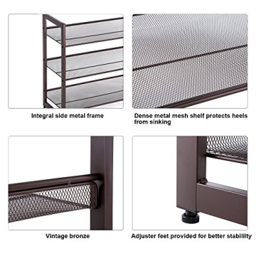 SONGMICS 3-Tier Adjustable Shoe Rack, Stackable Organizer