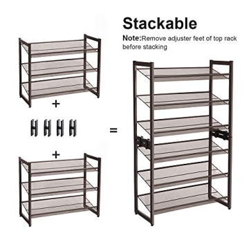 SONGMICS 3-Tier Adjustable Shoe Rack, Stackable Organizer