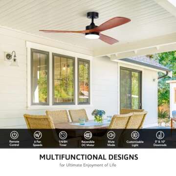 VONLUCE Ceiling Fan with Lights - 52 Inch Remote Control