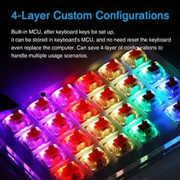 Koolertron One Handed Macro Mechanical Keyboard, Portable Mini One-Handed Mechanical Gaming Keypad 23 Fully Programmable Keys (RGB Backlit/Red switches)
