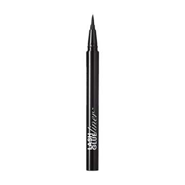 KISS Lash GLUEliner, 2-in-1 Felt-Tip Eyeliner and Lash Adhesive, Long Lasting Wear, Can Be Used With Strip Lashes and Lash Clusters, Net Wt. 0.7 mL (0.02 fl. oz.), Black